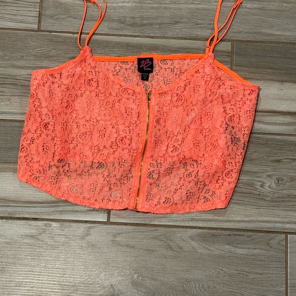 Bright Orange Lace Crop Top